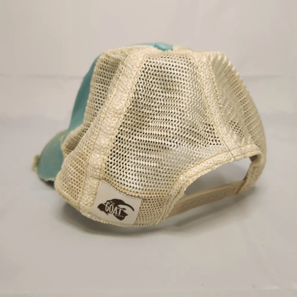 Like New The Goat Stock Ball cap Sky Blue Lake Mode Distressed Headmost Mesh Hat - Picture 4 of 12